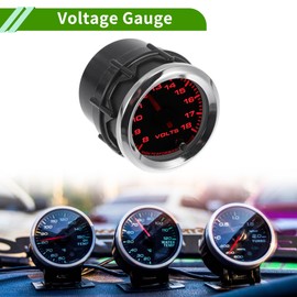 VekAuto 2" 52mm DC 12V Voltage Gauge Colorful Analog Voltmeter Gauge 8-18V 1 Pc Cable Universal Car Voltage Meter Chrome Plating Black White