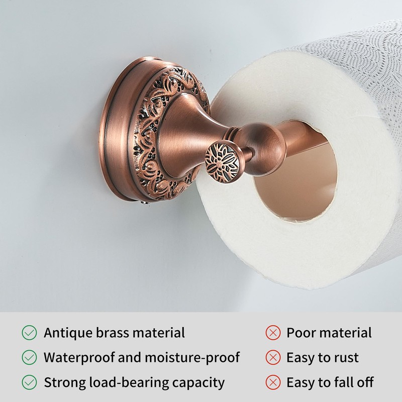 Red Copper Bath Roll Toilet Paper Holder, Wall Mounted Red