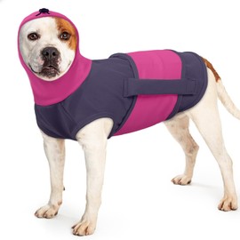 Ear Protection Dog, Dog Coat with Hood, Hearing Protection, Dog New Year's Eve Dog Coat, Anti-Stress Vest, Turtleneck for Dogs, Anxiety Calming Jacket, Calming Shirt, Dog Hat (Purple, L)