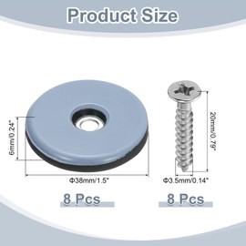 sourcing map 8Pcs Screw on Furniture Sliders, 1.5"(38mm) Round Furniture Glides Sliders, Chair Leg Sliders Floor Protectors Pads, Furniture Pads with Screws for Chairs, Cabinets, Light Blue