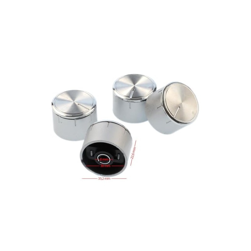 Universal-Gasreglerknöpfe für Herd und Herd, silberfarben, 4 Stück