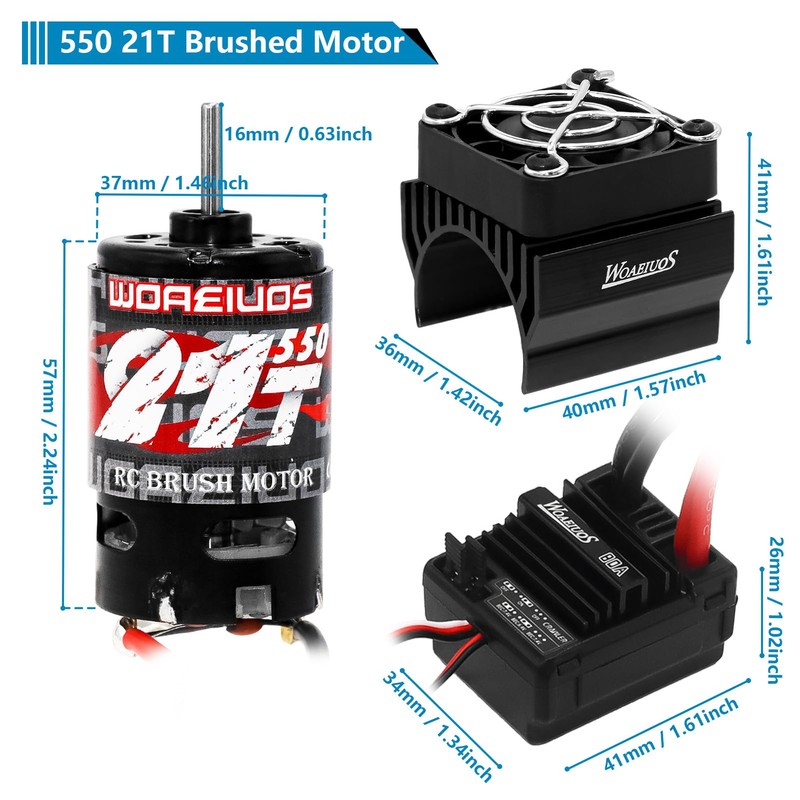 WOAEIUOS 550 Brushed Motor 21T & 80A ESC Brushed Motor