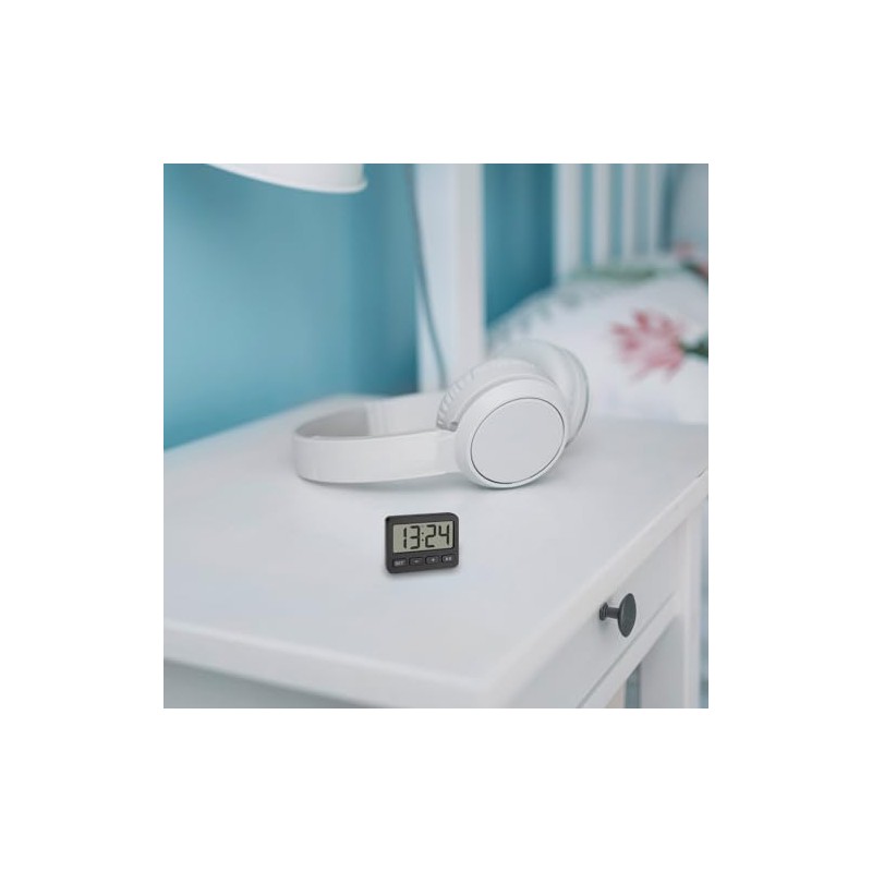 TFA Dostmann 60.2036.01 Digital Mini Clock with Alarm Function, Stopwatch,