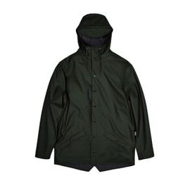 RAINS Jacket - Waterproof Green Jacket for Men and Women with Hood, Snap Closure, Side Pockets, Breathable Vents, Welded Seams, Adjustable Cuffs - 2 Year Warranty