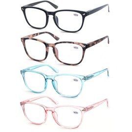 HAPJOYS Reading Glasses for Women Blue Light Blocking Computer Readers +2.25 Blue Ray Magnifying Cheater Glasses 4 Pack Reduce Eyestrain