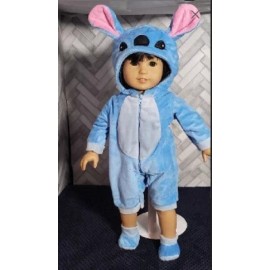 Justaskjoyce Animal Pajama's, Fuzzing One Piece, Stitch Pajama's, for 18" Dolls