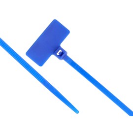 4 Inch Blue Miniature ID Cable Tie - Outside Flag - 100 Pack