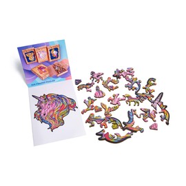 Wood Trick Pink Sky Mini Wooden Jigsaw Puzzle for Adults and Kids - 6.3 x 6.7 in - Animal Unique Shaped Figured Jigsaw Puzzle Pieces - Premium Quality