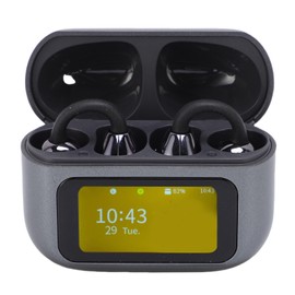 Asixxsix Wireless Earbuds, HiFi Stereo Bluetooth Headphones, Comfortable and Lightweight Over Ear Earphones with LCD Color Touchscreen and Charging Case, for Workout Running (Black)