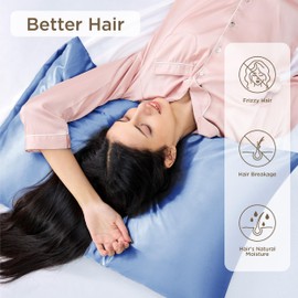 Bedsure Satin Pillowcase for Hair and Skin - Similar to Silk Pillowcase, Pillow Cases 2 Pack with Envelope Closure, Gifts for Women, Queen & Standard Size 50x75 cm, Allure Blue