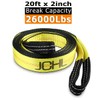 JCHL Recovery Tow Strap with Reinforced Loops 2inx20ft Heavy Duty