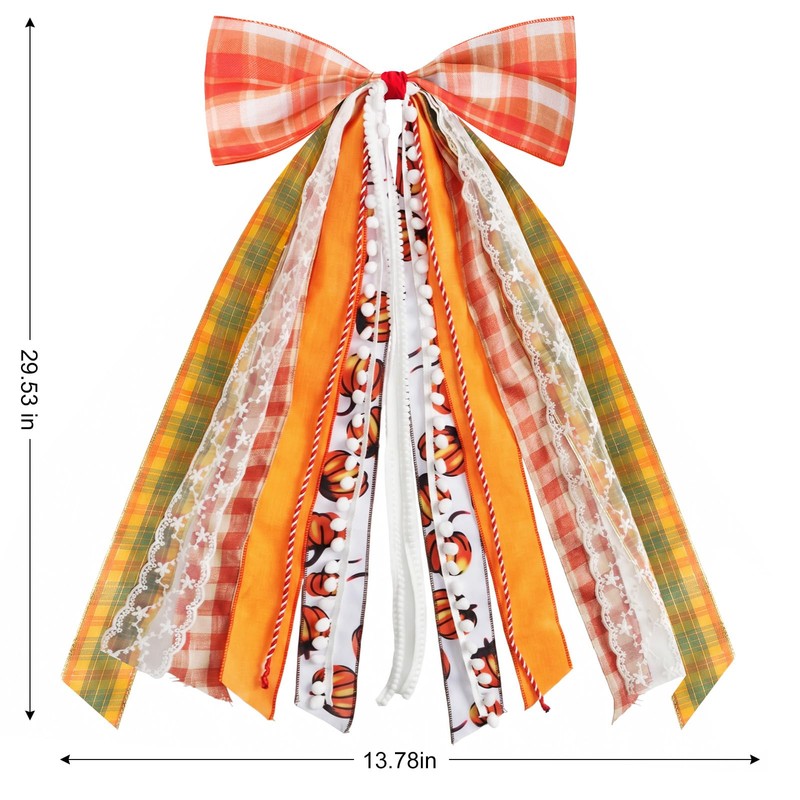 Fall Decor - Large Autumn Harvest Wreath Bow for Front