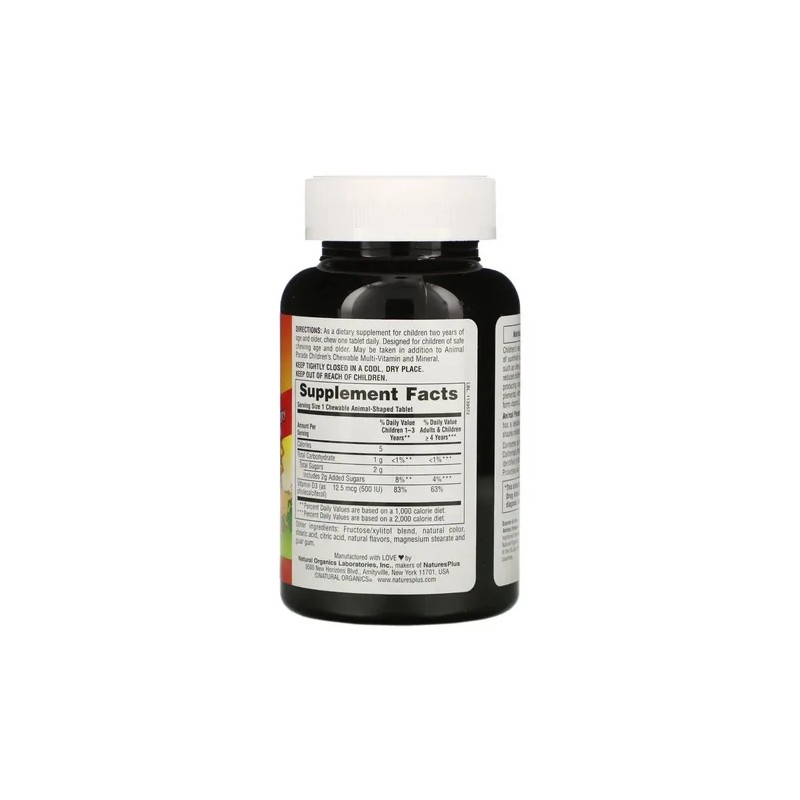 Vitamina D3 Masticable NaturesPlus 500UI Cereza Negra 90 Comp Vegano