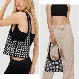 YFGBCX Vegan Leather Hobo Bag Studded Purses for Women Small Tote Bag Y2K Purse Portuguese Stud Shoulder Bag Red Purse