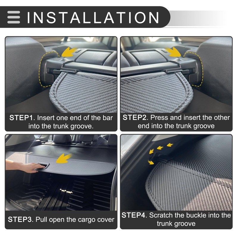 Motoforti Car Retractable Cargo Cover for Honda Fit 2002-2007 Rear