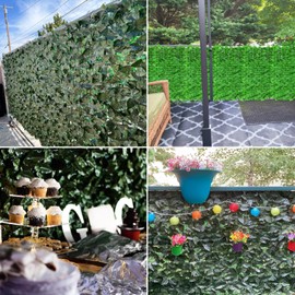 Windscreen4less 58"x196" Faux Leaf Privacy Fence Screen Artificial Ivy Leaves Fence Cover Wall Decoration for Patio Porch Deck Balcony Yard Indoor Outdoor (Dark Green)