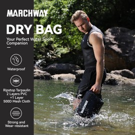 MARCHWAY Floating Waterproof Dry Bag Backpack 5L/10L/20L/30L/40L, Roll Top Sack Keeps Gear Dry for Kayaking, Rafting, Boating, Swimming, Camping, Hiking, Beach, Fishing (Black, 5L)