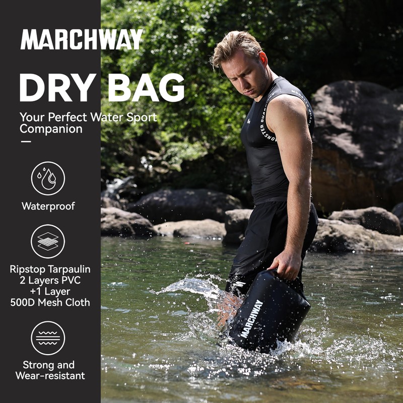 MARCHWAY Floating Waterproof Dry Bag Backpack 5L/10L/20L/30L/40L, Roll Top Sack