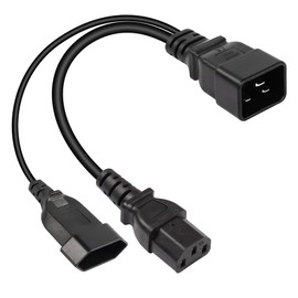 SinLoon C20 to C13+Euro Y Splitter Power Cable IEC 320 C20 Male to C13 + Euro Socket AC Conversion Cable Suitable for UPS PDU PSU Etc
