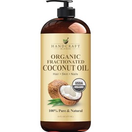 Handcraft Blends Aceite De Coco Fraccionado Orgánico - 16 Fl Oz - 100% Puro Y Natural - Aceite De Grado Premium Para La Piel Y El Cabello - Aceite Transportador - Aceite Para Cabello Y Cuerp