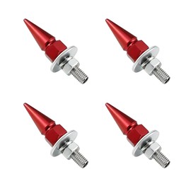 SHMZK 4 PCS Spikes License Plate Screws for Car, Anti Theft Spike Shape Aluminum Car Plate Frame Fastenings Bolt, Cool Licence Plate Screw Set for Car Truck Motorcycle, Car Accessories (Red)