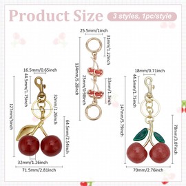 PH PandaHall 3 Styles Kirsche Schlüsselanhänger Obst Schlüsselanhänger Sweet Cherry Bag Charms Emaille Verlängerung Kette Handtasche Riemen Verlängerungen für Frauen Geschenk Rucksack Handtasche Dekor