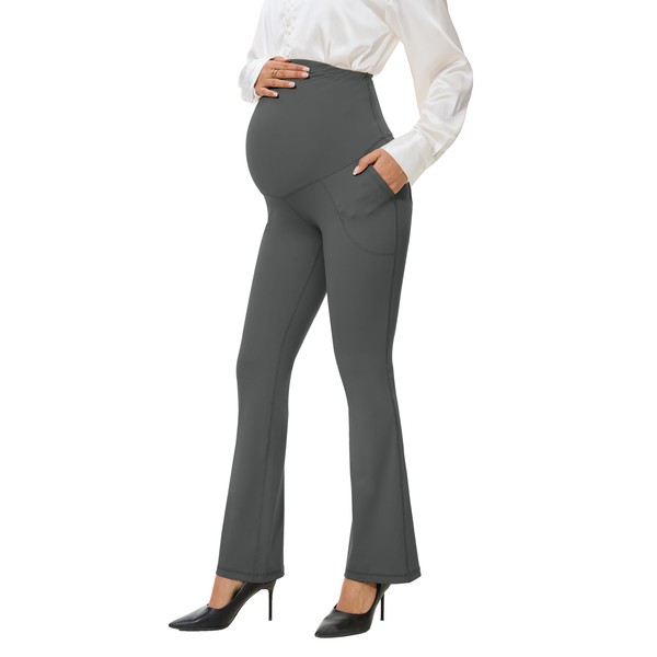 VIMPEP Smooth Feeling Flare Maternity Leggings Over The Belly Pregnancy