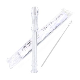 Flauta Dulce Soprano de 8 Agujeros, Flauta de Música Soprano con Varilla de Limpieza, Soprano Flauta Digitación Alemana de G soprano, Flauta Escolar para Estudiantes y Niños (Transparente)