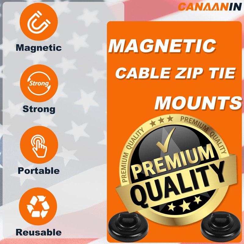 CANAANIN Magnet Zip Tie Mount Clips Magnetic Zip Ties Mount