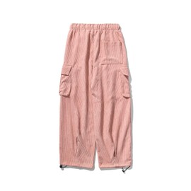 Mens Corduroy Straight Pant Elastic Waist Drawstring Vintage Sweatpants, D507Pink, XX-Large