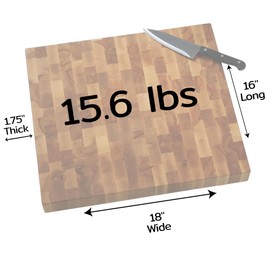 Personalization Universe Butcher Block Cutting Board- 16" x 18" Hardwood Board for Chopping, Meat, or Charcuterie, Heavy Endgrain Wood, 16 Lbs