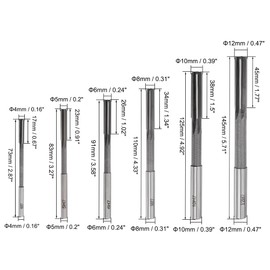 uxcell Chucking Reamer Set Lathe Machine Reamer Straight Flute Milling Cutter High Speed Steel H7 Tolerance (4mm 5mm 6mm 8mm 10mm 12mm) 6pcs