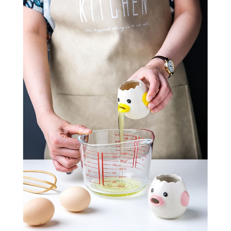 LuoCoCo Cute Egg Separator, Ceramics Vomiting Chicken Egg Yolk White