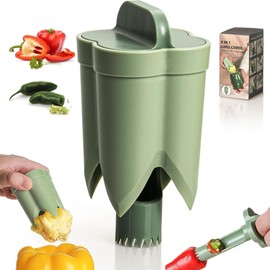 Get the New 2 in 1 Bell Pepper Cutter & Seed Remover Tool – Say Goodbye to Messy Prep! Quick & Efficient Pepper Seed Corer Remover for Fresh Vegetable Dishes! (2PC green)