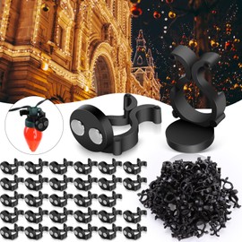 Blulu 100 pcs Black Christmas Magnetic Light Clips Bulk, Holiday Magnet Clips Hooks, C9 Light Clips Holiday Lighting Sockets for Outdoor Christmas String Light Patio Lighting, Globe String Lights
