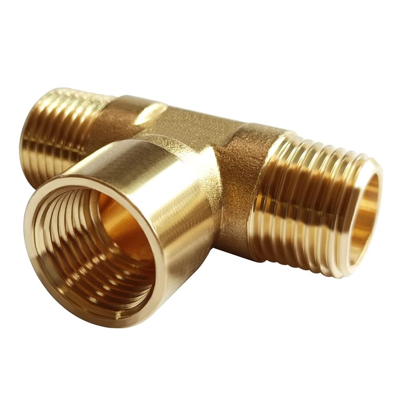 2PCS Brass Tee Pipe Fitting 1/2" NPT Male x 1/2"