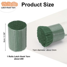 PATIKIL 12 Rolls Latch Hook Yarn, Latch Hook Kit Precut Rugs Yarn Making Crochet Bundles for Rug Adults Beginners Tapestry DIY Craft,Gray Green