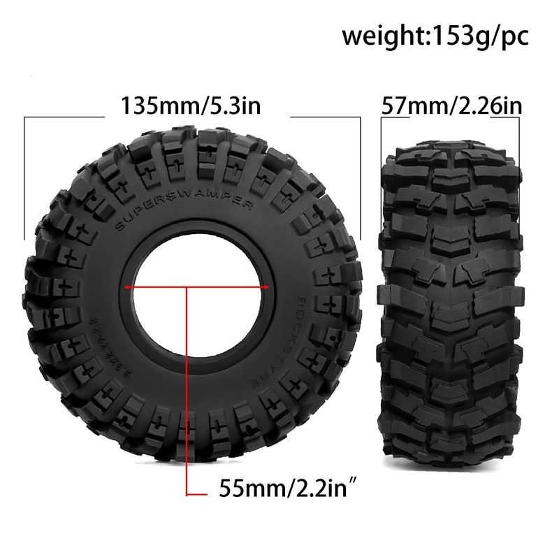 Dantenron 2.2 RC Crawler Tires OD 135MM 1/10 Super Soft