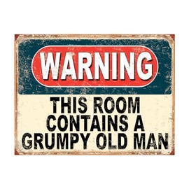 Shawprint Warning This Room Contains A Grumpy Old Man Funny Metal Signs Home Pub Indoor & Outdoor Garden Bar Garage Vintage Wall Plaque Gift Retro (A4)