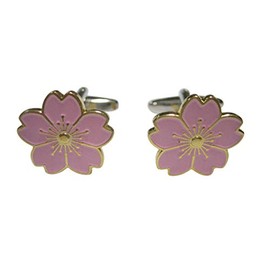 Kiola Designs Pink Cherry Blossom Flower Cufflinks