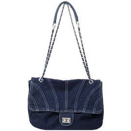 Farcauo Denim Bag Large Capacity Tote Bags Trendy Denim Handbag with Chain Strap Jean Crossbody Bags Y2k Shoulder Bag