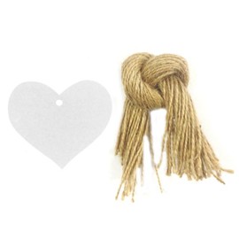 Allydrew 50 Gift Tags/Kraft Hang Tags with Free Cut Strings for Gifts, Crafts & Price Tags, True Heart (White)