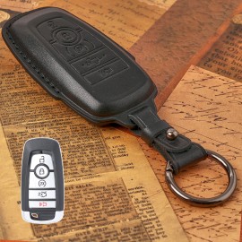 Unbranded 5-Buttons Remote Key Fob Leather Case Cover Holder For Ford Explorer Edge 2022