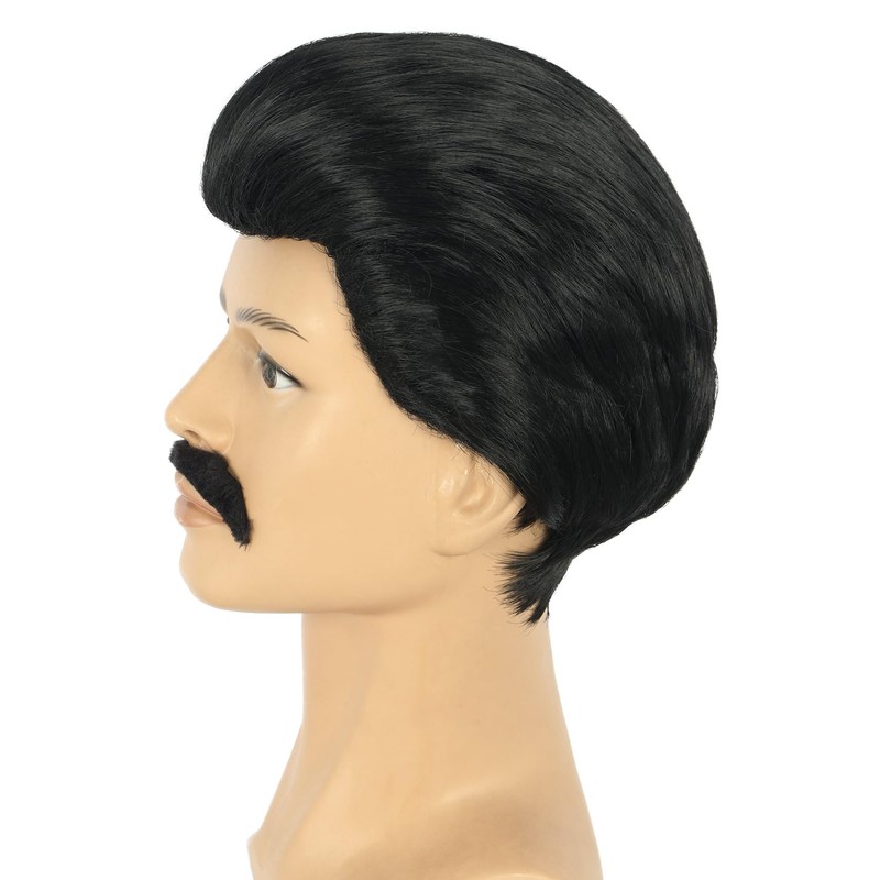Adult Short Mens Black 70s80s Rocker Wig Anime Wig