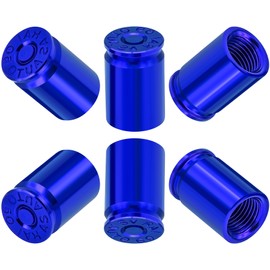 MEAJOO 6PCS Bullet Shell Tire Valve Stem Caps, Aluminum Alloy Car Air Stem Cap, Universal Dustproof Tire Valve Stem Covers for Cars, SUV, Trucks, Bikes, Motorcycles, Bicycles (Blue)
