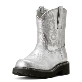 ARIAT Women's Fatbaby Western Boot, Gunmetal Lizard Emboss, 9