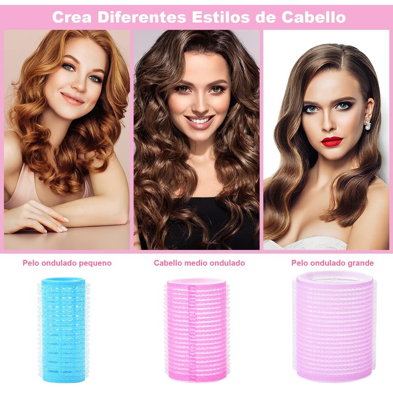 Rulos para Cabello, Juego de Tubos para Cabello, 3 Tamaños,
