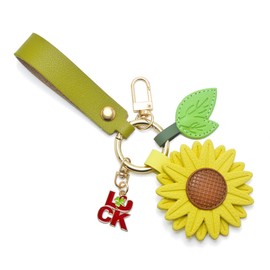 Sunflower Keychain, Yellow Flower Charm for Purse Handbags Bag Car Accessories Charms PU Key Charms