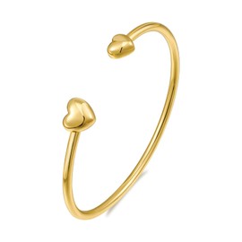 WOWORAMA Gold Heart Cuff Bracelets for Women Adjustable Cute Love Heart Open Bangle Bracelet Lucky Love Friendship Bracelet Birthday Valentines Jewelry