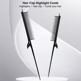 Jiawu Hair Combs, Professional Salon Hair Clip Highlights Comb, Rat Tail Teasing Clip Comb, Straightening Hair Comb for Knot Hair, Unkempt Hair, Hair Dye Styling Tools